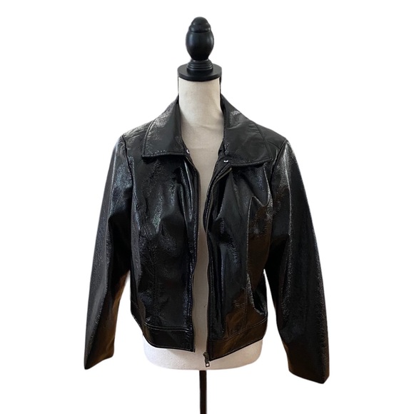Who What Wear Jackets & Blazers - Shiny PU Zip Up Leather Jacket